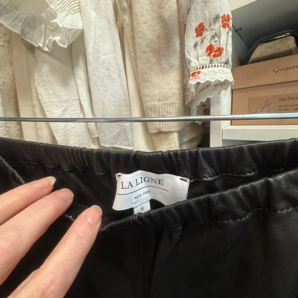 NWT La Ligne Black leather Colby pants - Picture 6 of 6